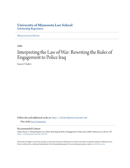 Rewriting the Rules of Engagement to Police Iraq Karen P