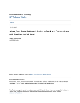 A Low, Cost Portable Ground Station to Track and Communicate with Satellites in VHF Band