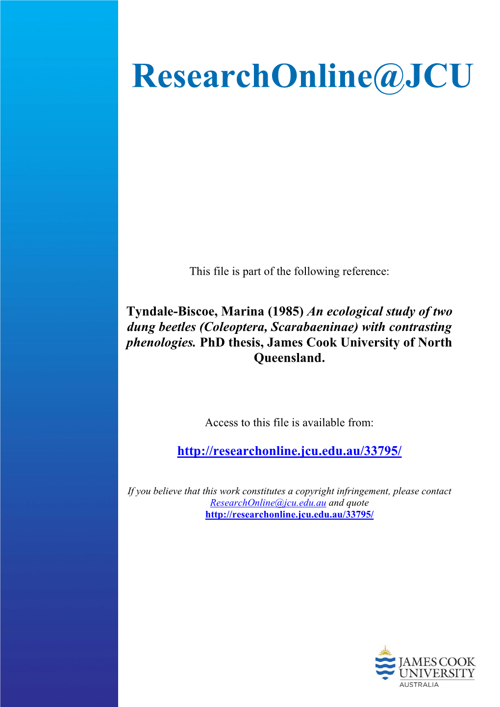 An Ecological Study of Two Dung Beetles (Coleoptera, Scarabaeninae) with Contrasting Phenologies