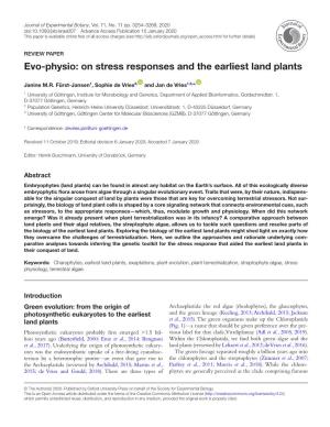 On Stress Responses and the Earliest Land Plants