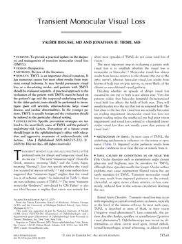 Transient Monocular Visual Loss