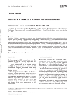 Facial Nerve Preservation in Geniculate Ganglion Hemangiomas