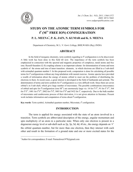 STUDY on the ATOMIC TERM SYMBOLS for F (M FREE ION