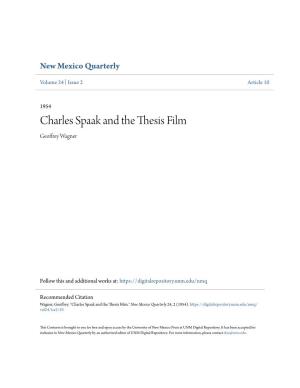 Charles Spaak and the Thesis Film Geoffrey Wagner