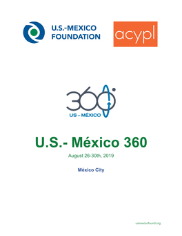 U.S.- México 360 August 26-30Th, 2019
