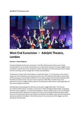 West End Eurovision – Adelphi Theatre, London
