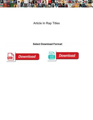 Article in Rap Titles