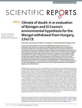 Climate of Doubt: a Re-Evaluation of Büntgen and Di
