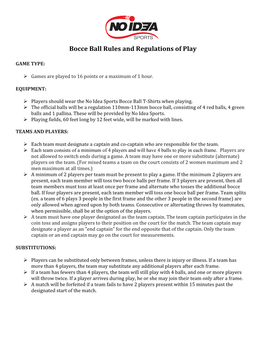 Bocce Ball Rules and Regulations of Play
