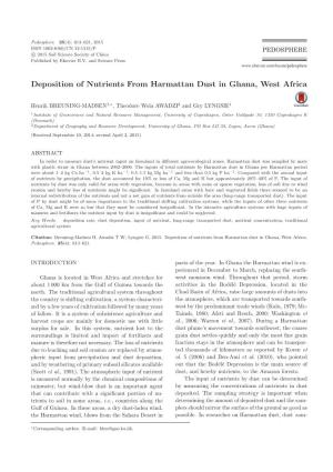 Deposition of Nutrients from Harmattan Dust in Ghana, West Africa
