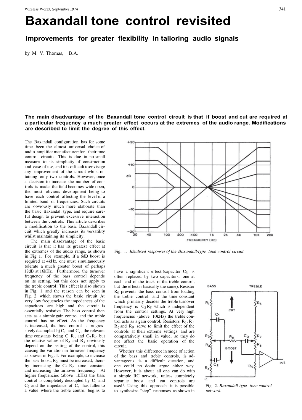 Baxandall Tone Control Revisited Improvements for Greater ﬂexibility in Tailoring Audio Signals by M