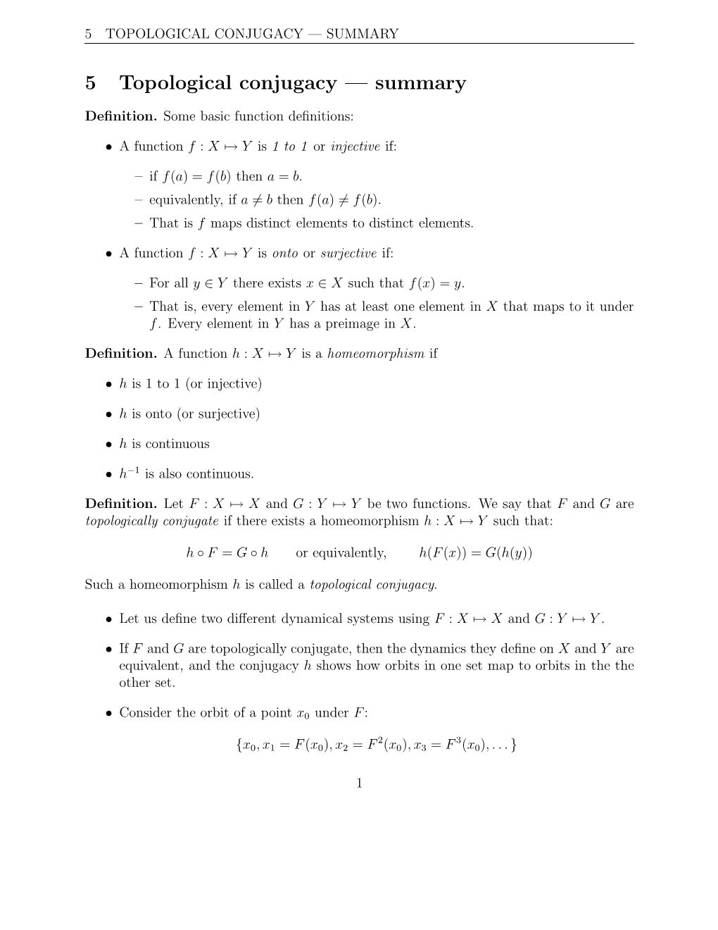 5 Topological Conjugacy — Summary