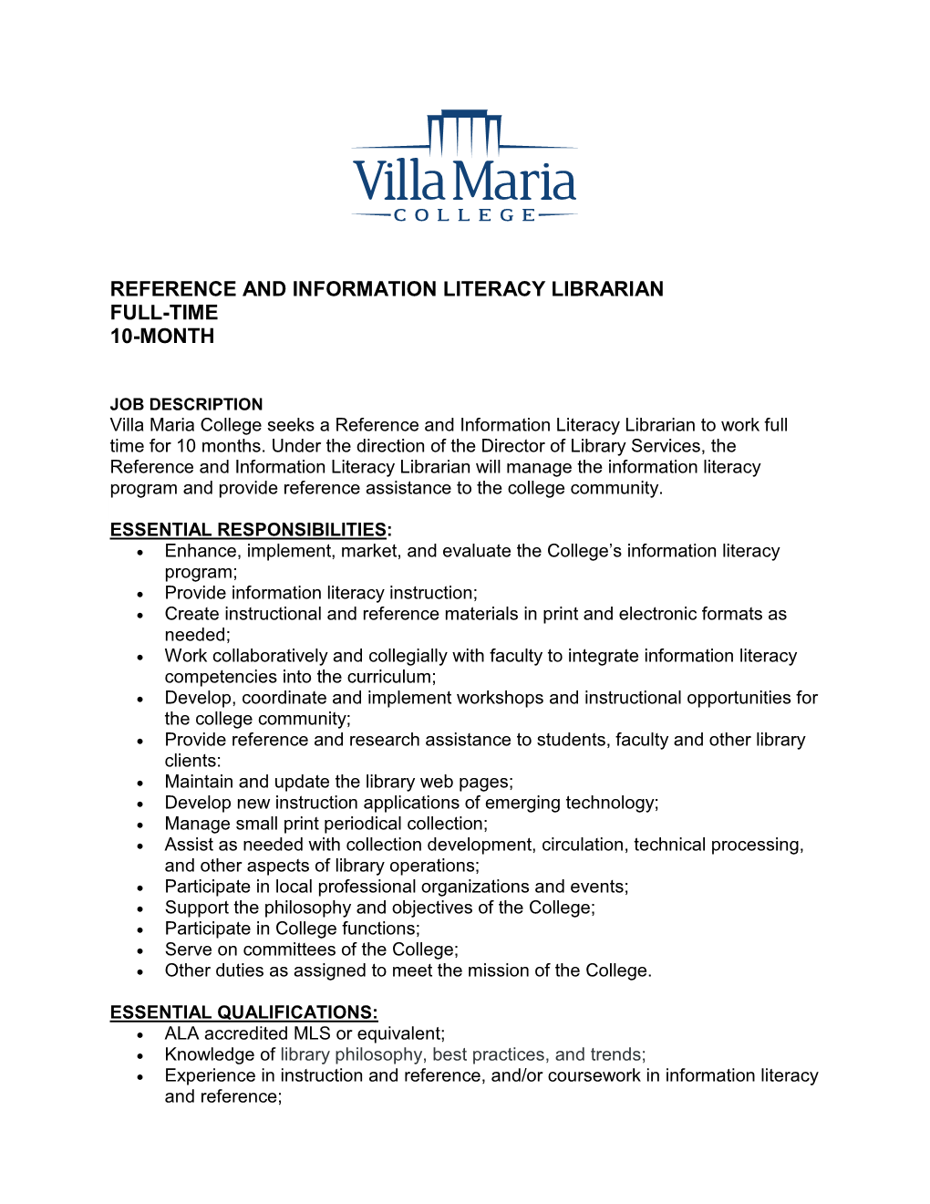 Reference & Information Literacy Librarian