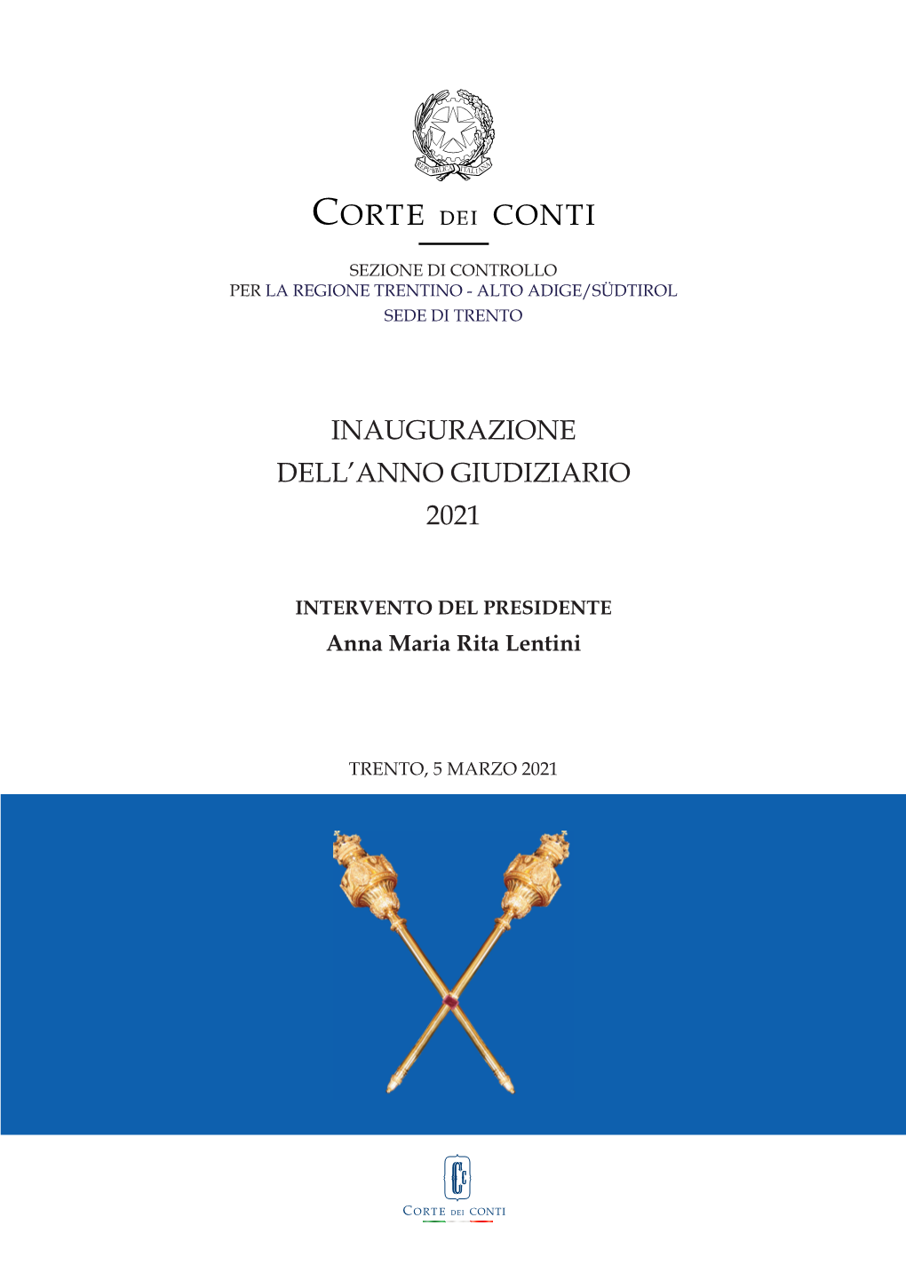 Intervento Del Presidente Sezione Di Controllo Per La Regione Trentino