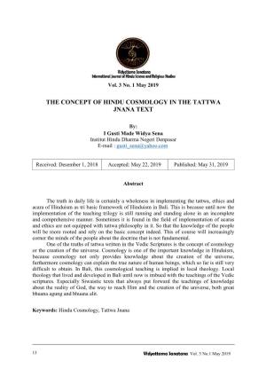 The Concept of Hindu Cosmology in the Tattwa Jnana Text