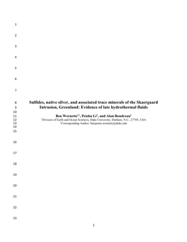 Sulfides, Native Silver, and Associated Trace Minerals of the Skaergaard