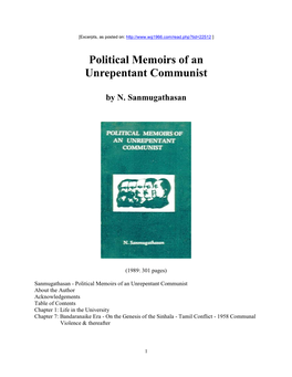 Political Memoirs of an Unrepentant Communist