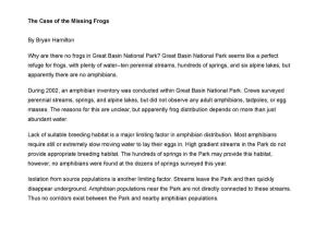 The Case of the Missing Frogs by Bryan Hamilton Why Are There No