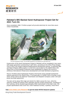 Pakistan's BRI-Backed Karot Hydropower Project Set for 2021 Turn-On