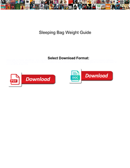 Sleeping Bag Weight Guide