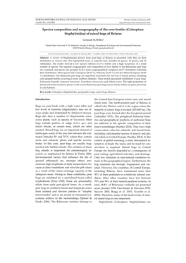 Species Composition and Zoogeography of the Rove Beetles (Coleoptera: Staphylinidae) of Raised Bogs of Belarus