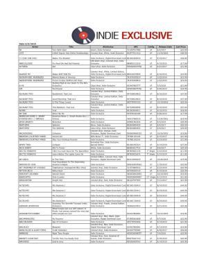 Indie Vinyl Exclusives in Stock 6-5-19.Xls