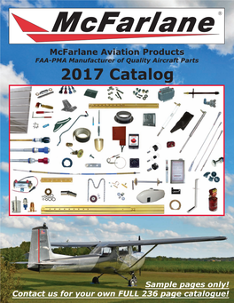 Mcfarlane Aviation Products FAA-Pmamcfarlane Manufacturer Aviation of Quality Aircraft Products Parts 2017 Catalog