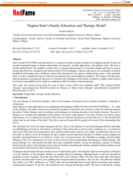 Virginia Satir's Family Education and Therapy Model