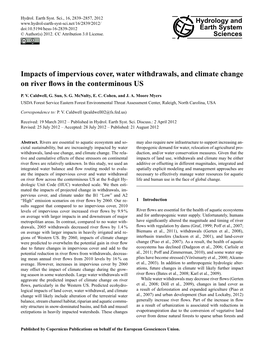 Impacts of Impervious Cover, Water Withdrawals, and Climate Change on River ﬂows in the Conterminous US