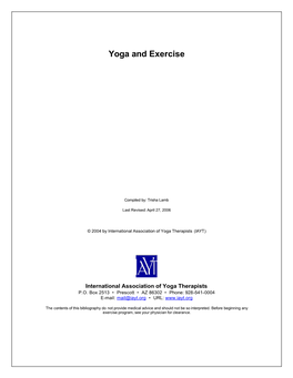 Yoga and Exercise