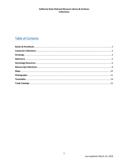 Table of Contents