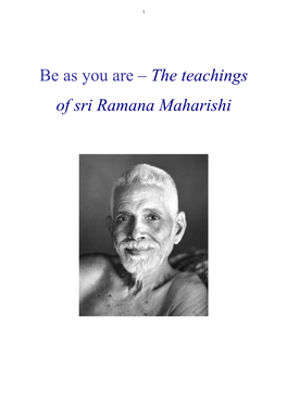 Be As You Are – the Teachings of Sri Ramana Maharishi