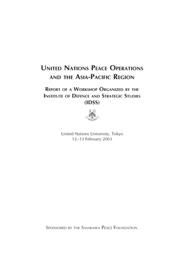 United Nations Peace Operations and the Asia-Pacific Region