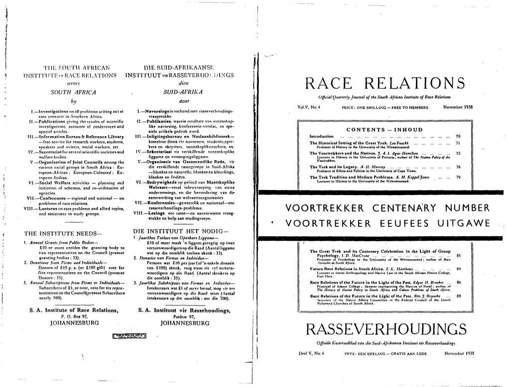 Race Relations Rasseverhoudings