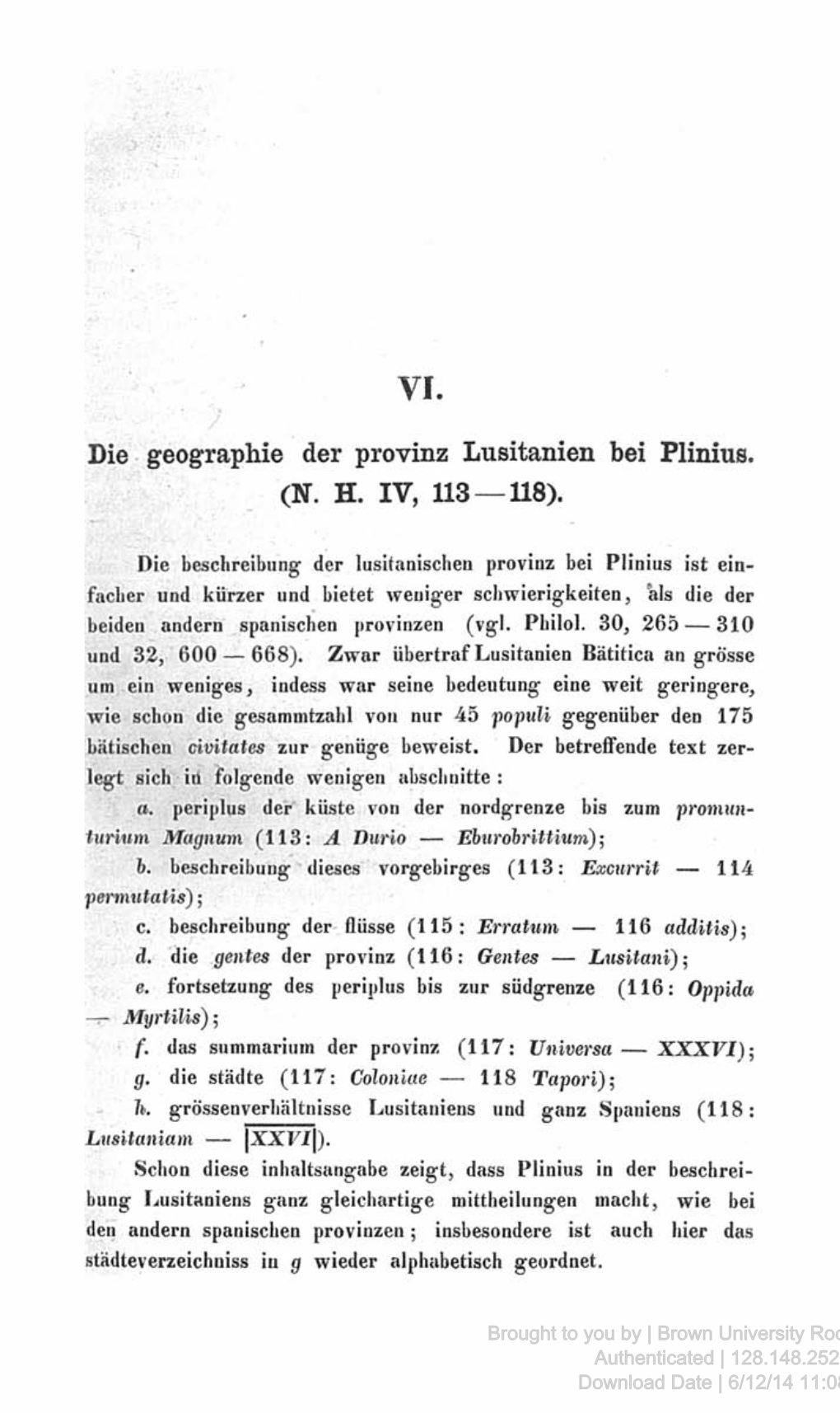 VI. Die Geographie Der Provinz Lusitanien Bei Plinius