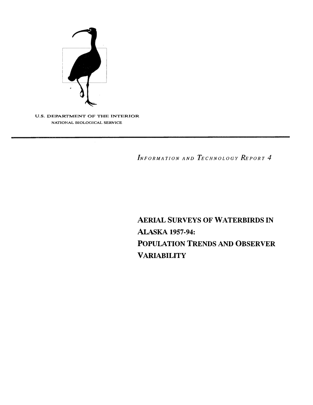 Aerial Surveys of Waterbirds in Alaska 1957-94