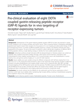 Pre-Clinical Evaluation of Eight DOTA Coupled Gastrin-Releasing Peptide