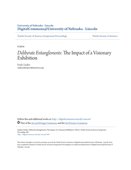 Deliberate Entanglements: the Impact of a Visionary Exhibition Emily Zaiden