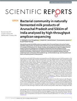 Bacterial Community in Naturally Fermented Milk Products Of
