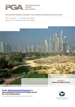 The Dubai Desert Classic Tournament Experience Pro-Am 30Th January – 6Th February 2021 Dubai, the United Arab Emirates