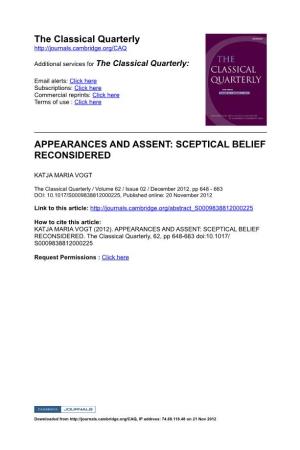 Skepticism, Skeptical, Belief, Appearances, Assent