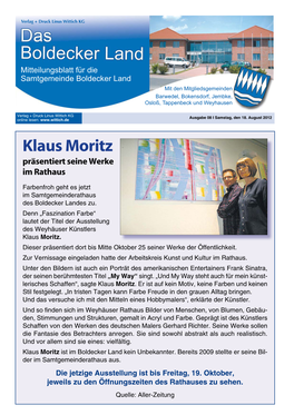 Klaus Moritz Präsentiert Seine Werke Im Rathaus