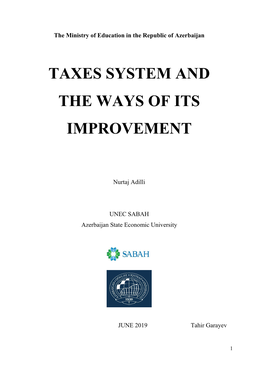 Taxes System and the Ways of Its Improvement