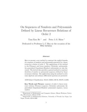On Sequences of Numbers and Polynomials Defined by Linear