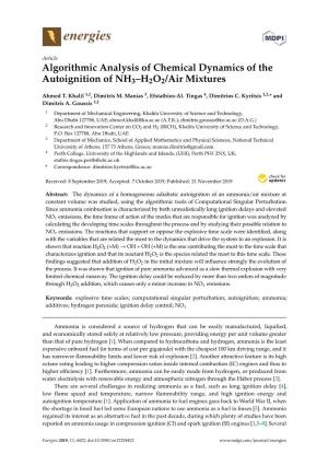 Algorithmic Analysis of Chemical Dynamics of the Autoignition of NH3–H2O2/Air Mixtures