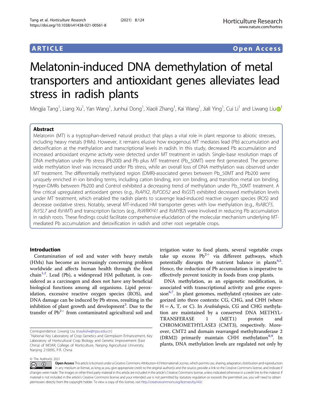 Melatonin-Induced DNA Demethylation of Metal Transporters