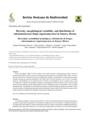 Diversity, Morphological Variability, and Distribution of Tulostomataceous Fungi (Agaricomycetes) in Sonora, Mexico