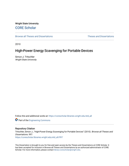 High-Power Energy Scavenging for Portable Devices