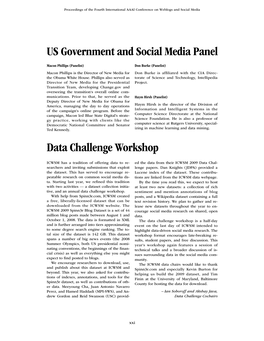 US Government and Social Media Panel and Data Challenge Workshop