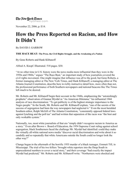 How the Press Reported on Racism, and How It Didn't